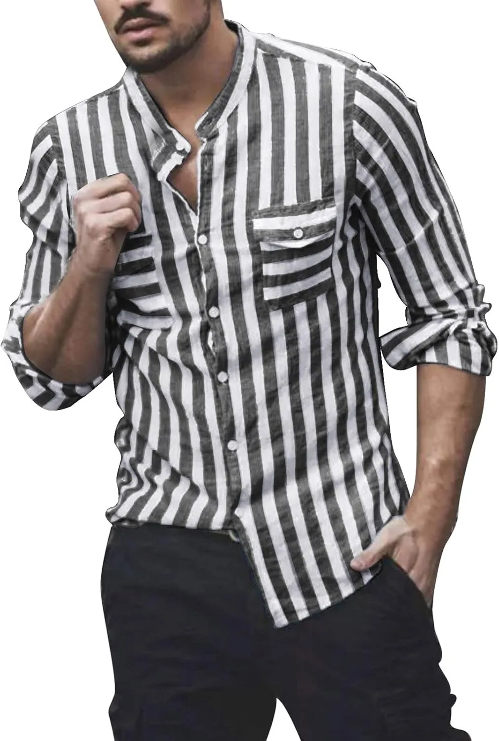 Mens Shirts Men's Casual Fashion Long Sleeve Dress Shirt Button Down Shirts Regular-Fit Slim-fit Work Shirt