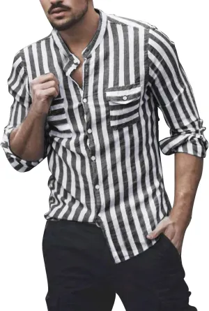 Mens Shirts Men's Casual Fashion Long Sleeve Dress Shirt Button Down Shirts Regular-Fit Slim-fit Work Shirt