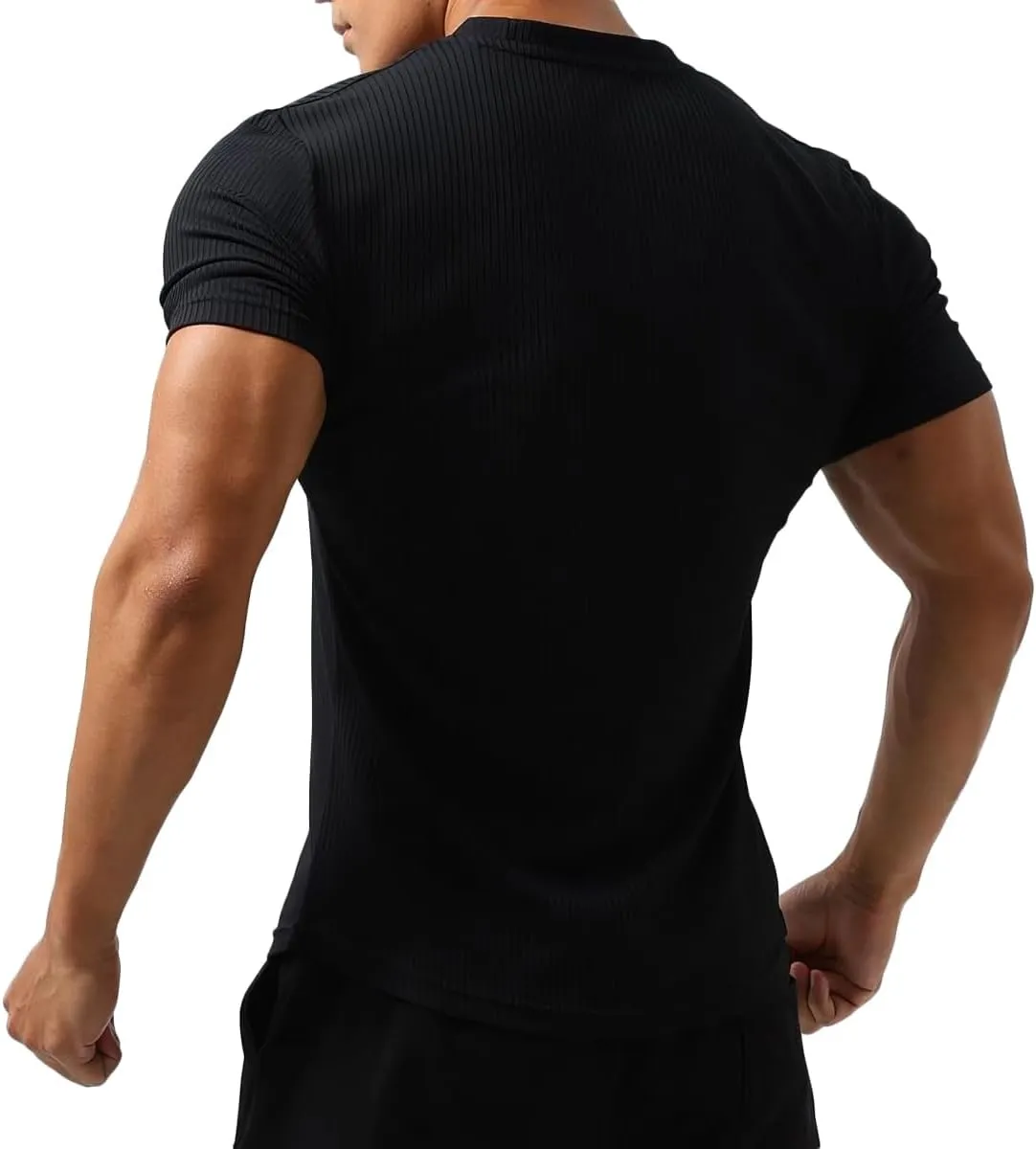 Mens Short Sleeve Workout Shirts Muscle Slim Fit Sweatshirts Gym Shirts for Men T82