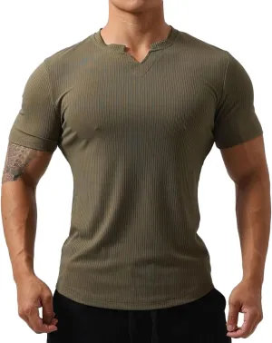 Mens Short Sleeve Workout Shirts Muscle Slim Fit Sweatshirts Gym Shirts for Men T82