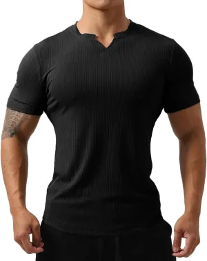 Mens Short Sleeve Workout Shirts Muscle Slim Fit Sweatshirts Gym Shirts for Men T82