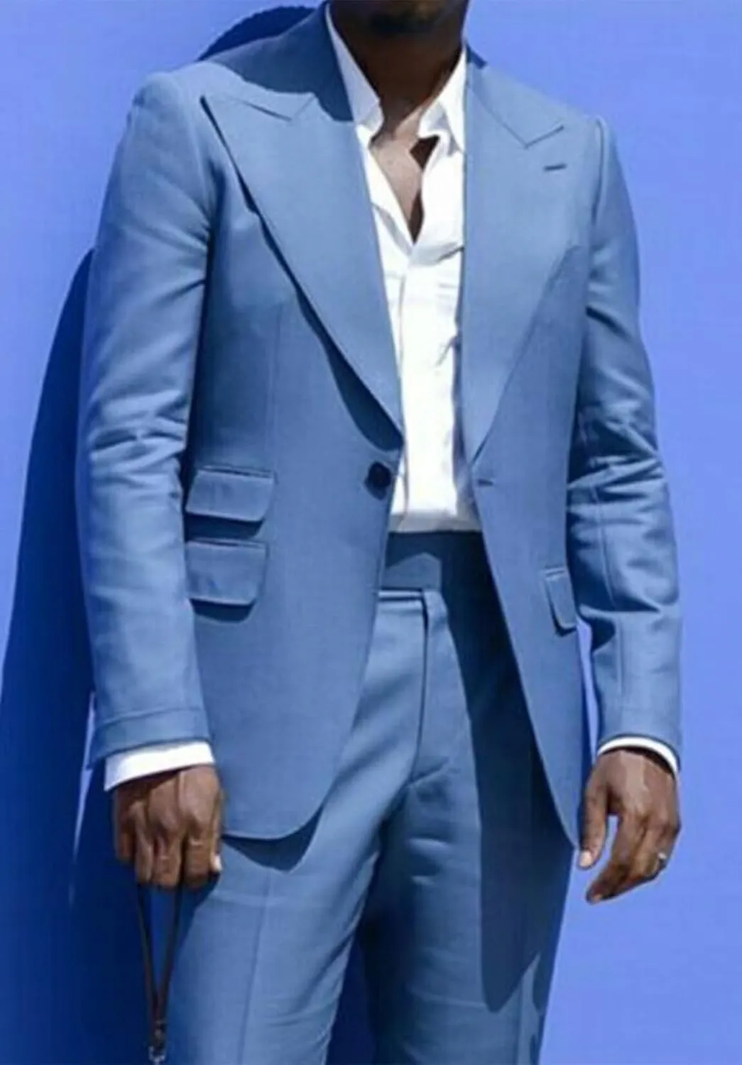 Men's Solid Color 2 Piece Suit Slim Fit Formal Blazer Tuxedo Pants