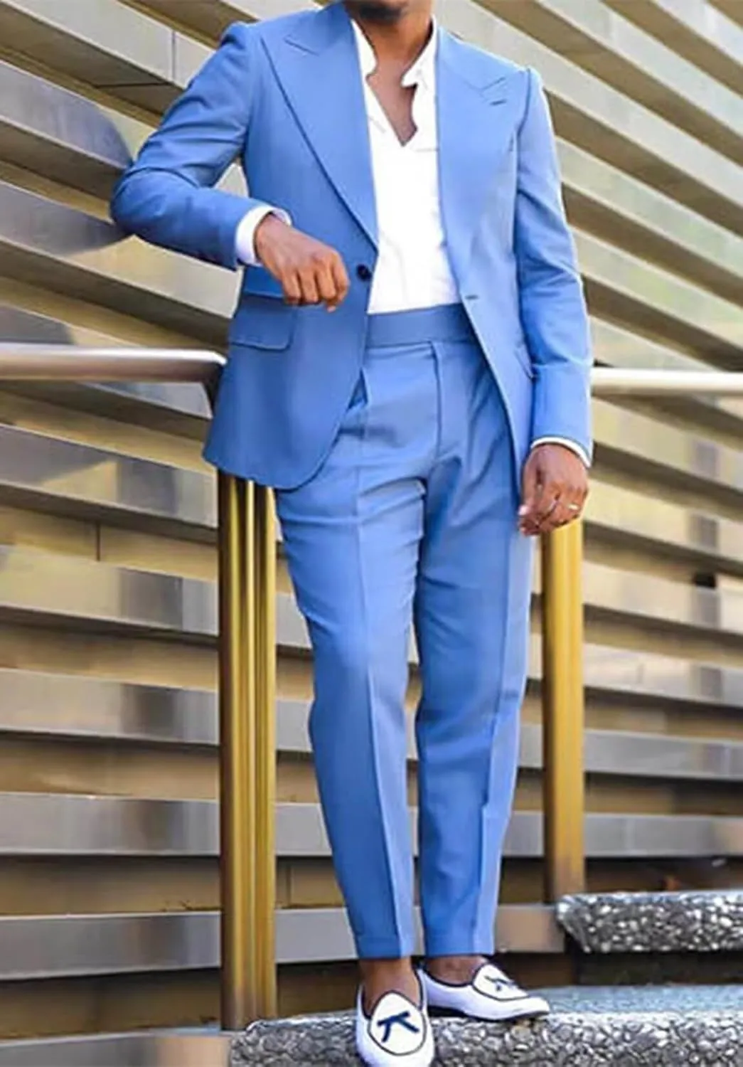 Men's Solid Color 2 Piece Suit Slim Fit Formal Blazer Tuxedo Pants