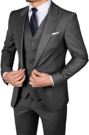 Men's Suit 3 Pieces Stretch Slim Fit Formal Business Suit Sets Blazer for Groomsmen