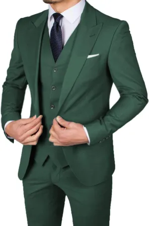 Men's Suit 3 Pieces Stretch Slim Fit Formal Business Suit Sets Blazer for Groomsmen