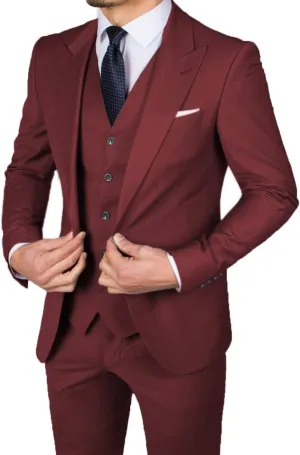 Men's Suit 3 Pieces Stretch Slim Fit Formal Business Suit Sets Blazer for Groomsmen