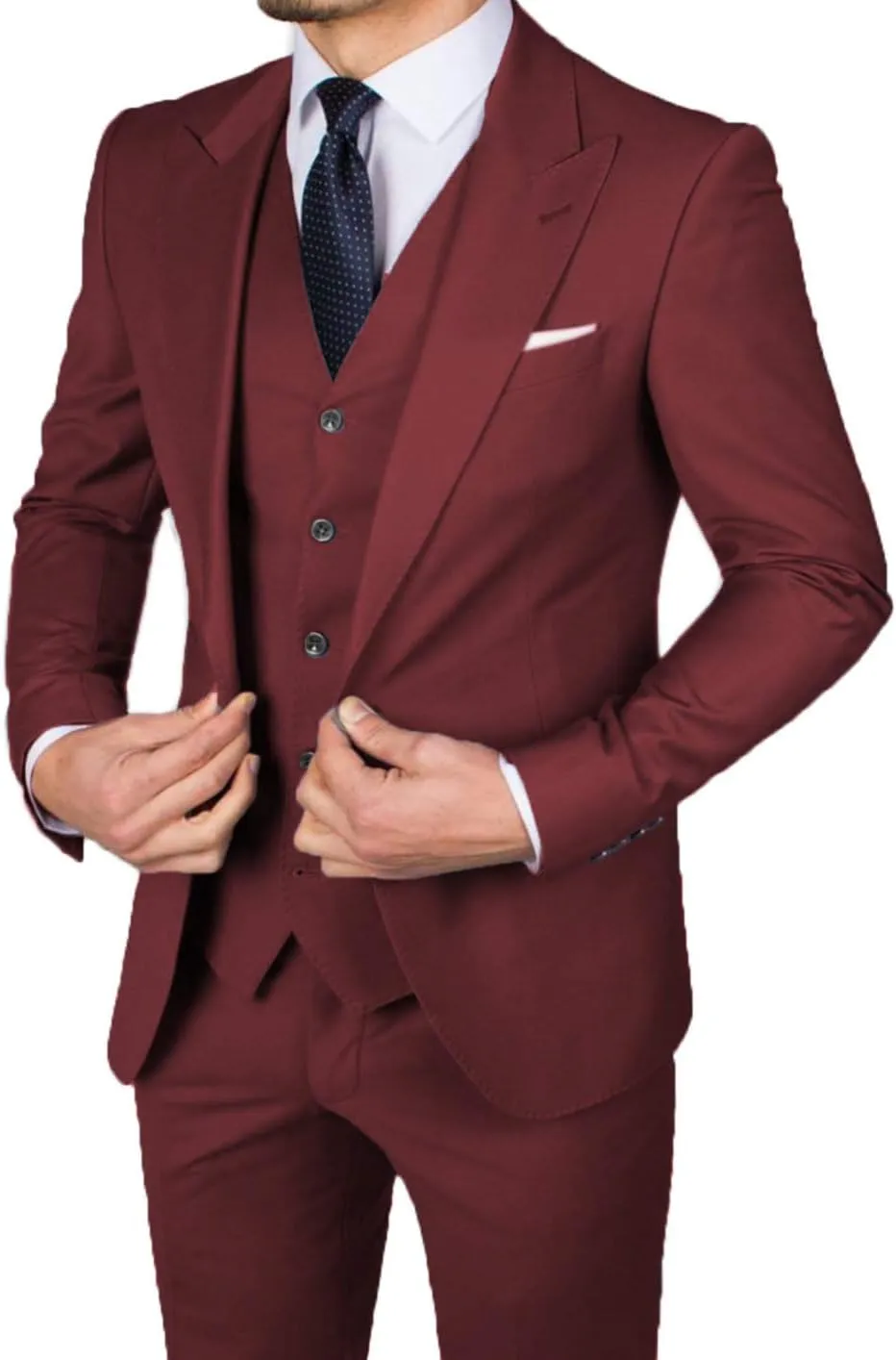 Men's Suit 3 Pieces Stretch Slim Fit Formal Business Suit Sets Blazer for Groomsmen