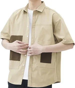 Men's T-Shirts Stylish Cargo Shirts Coat Summer Spring Thin Jacket Tops Men Boys Streetwear Button Down Shirts Pocket