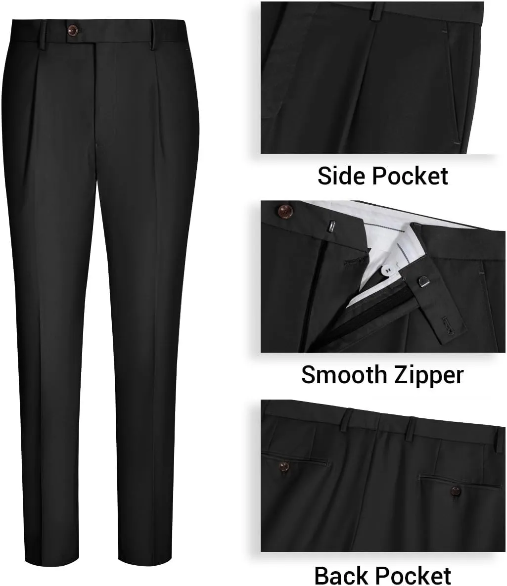 Mens Vest Pants Suits Set 2 Pieces Slim Fit Groomsmen Suit for Men Formal