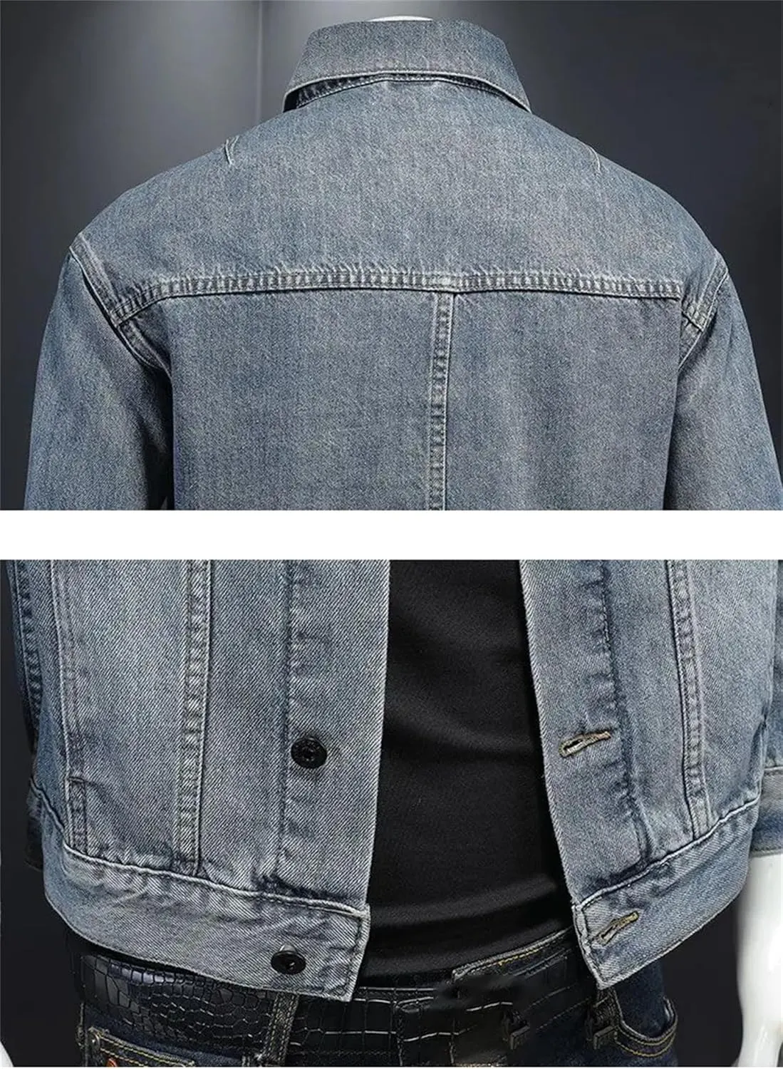 Men's Vintage Denim Jacket Casual Versatile Loose Lapel Jeans Jacket Classic Button Down Motorcycle Coats