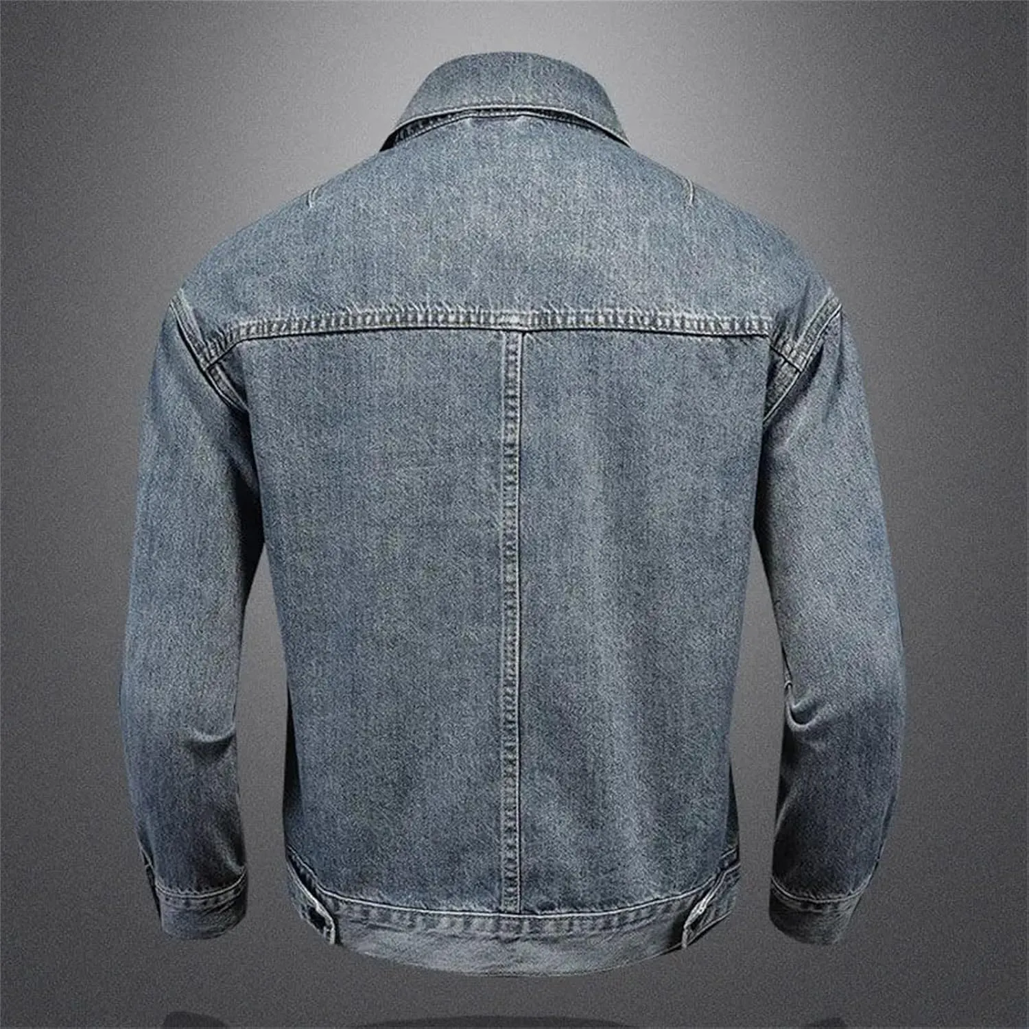 Men's Vintage Denim Jacket Casual Versatile Loose Lapel Jeans Jacket Classic Button Down Motorcycle Coats