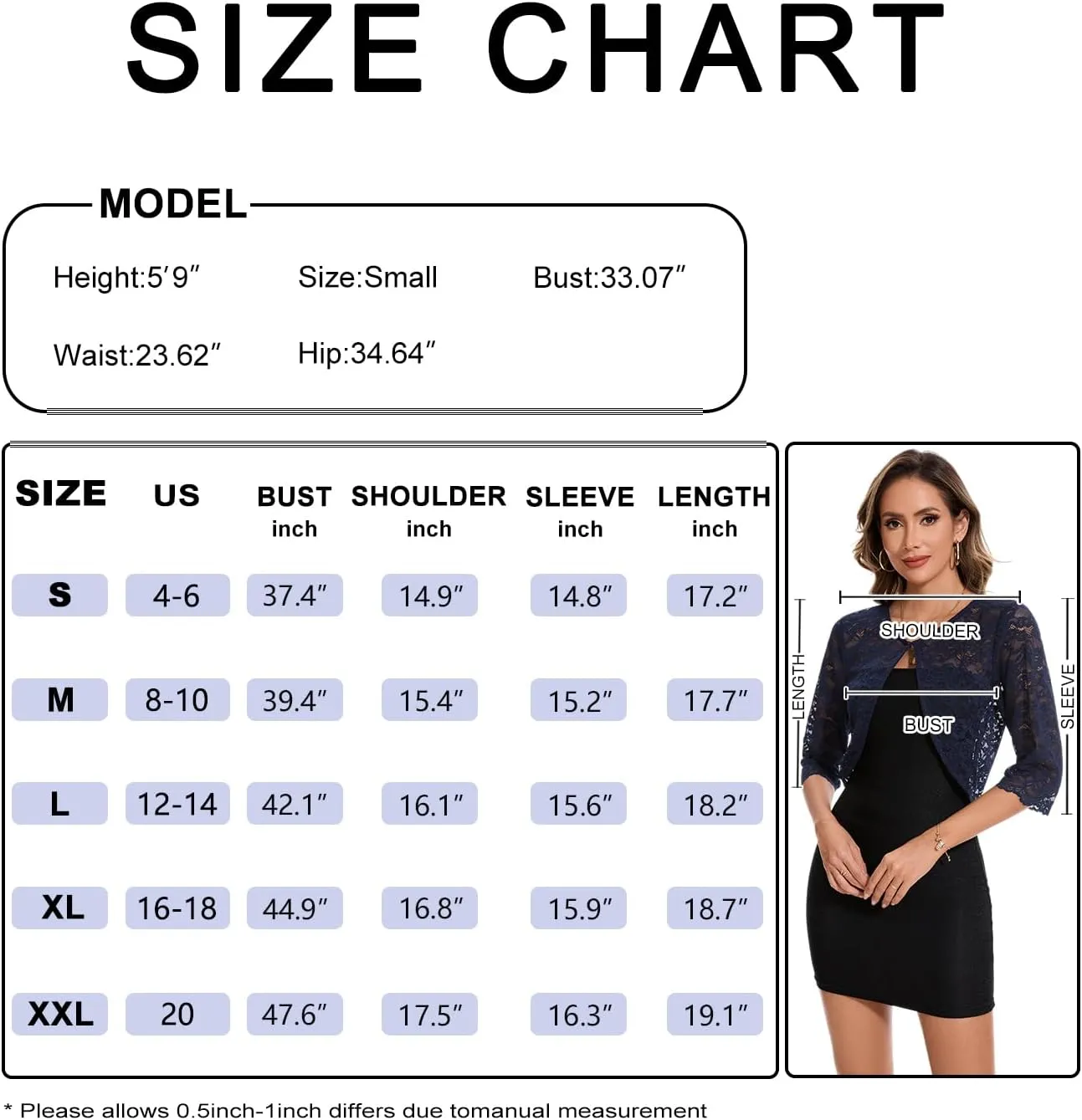 MINTLIMIT Women's Lace Cardigan Open Front Shrug Elegant Floral 3/4 Sleeve Cropped Bolero Tops