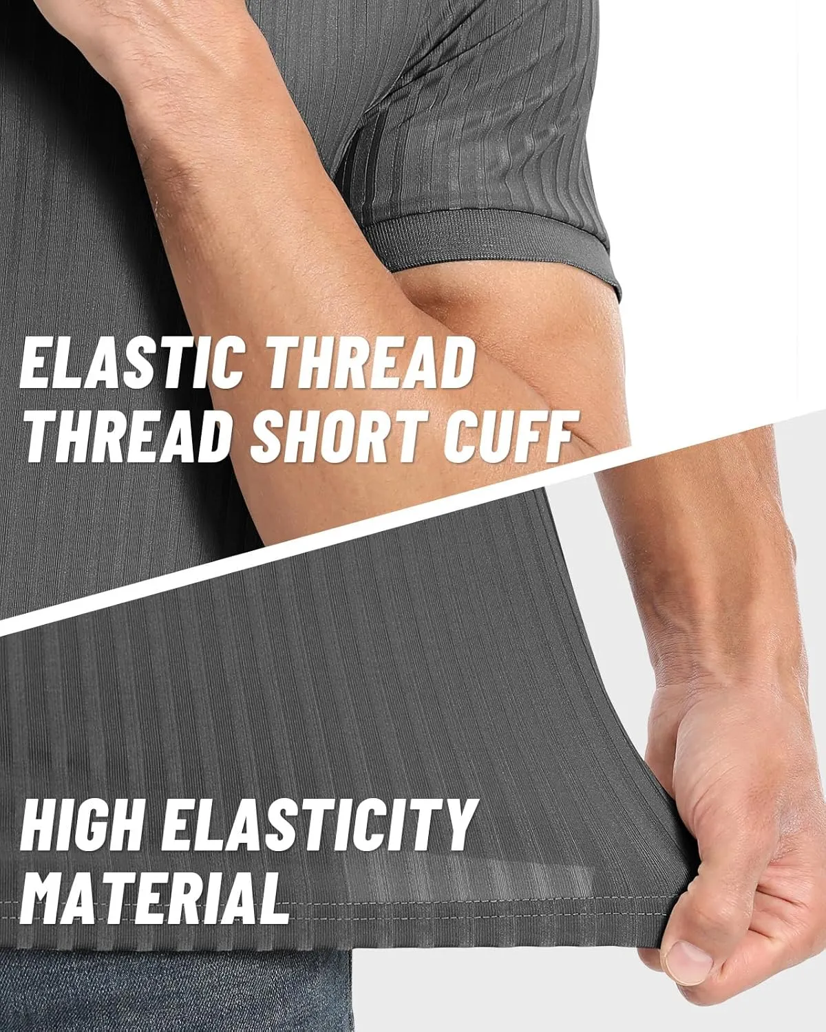 Muscle Polo Shirts for Men Slim Fit Textured Knit Polo Shirts Short Sleeve Mens Collared Shirts Casual Stylish