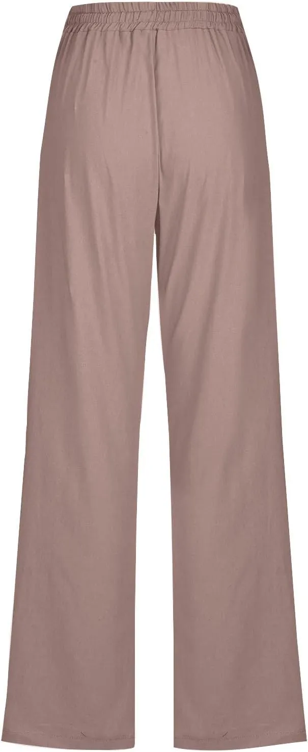 NATHGAM Womens Cotton Tapered Sweatpants Casual Lightweight Loose Fitted Pants Elastic Waist Plus Size Lounge Long Trousers