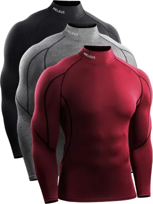 NELEUS Men's 3 Pack Athletic Compression Shirt Running Shirts