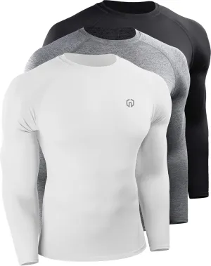 NELEUS Men's 3 Pack Athletic Compression Shirt Running Shirts