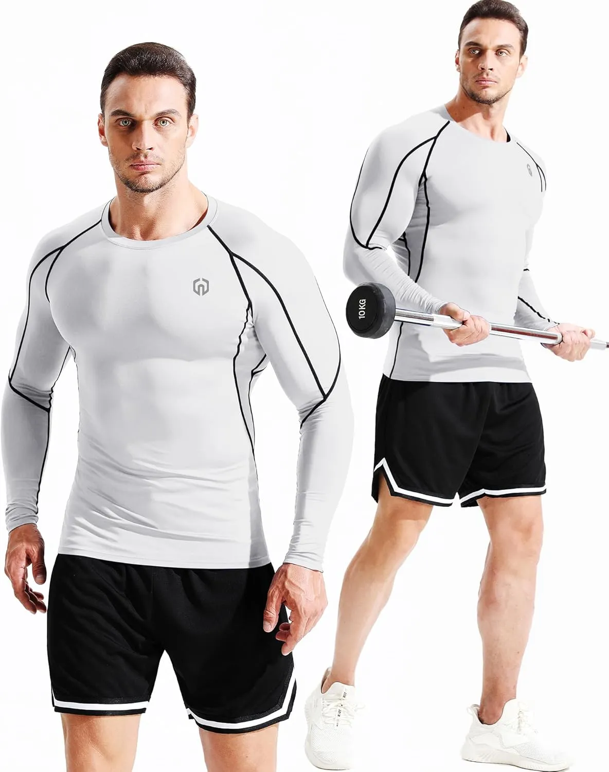 NELEUS Men's 3 Pack Dry Fit Long Sleeve Compression Shirts Workout Running Shirts