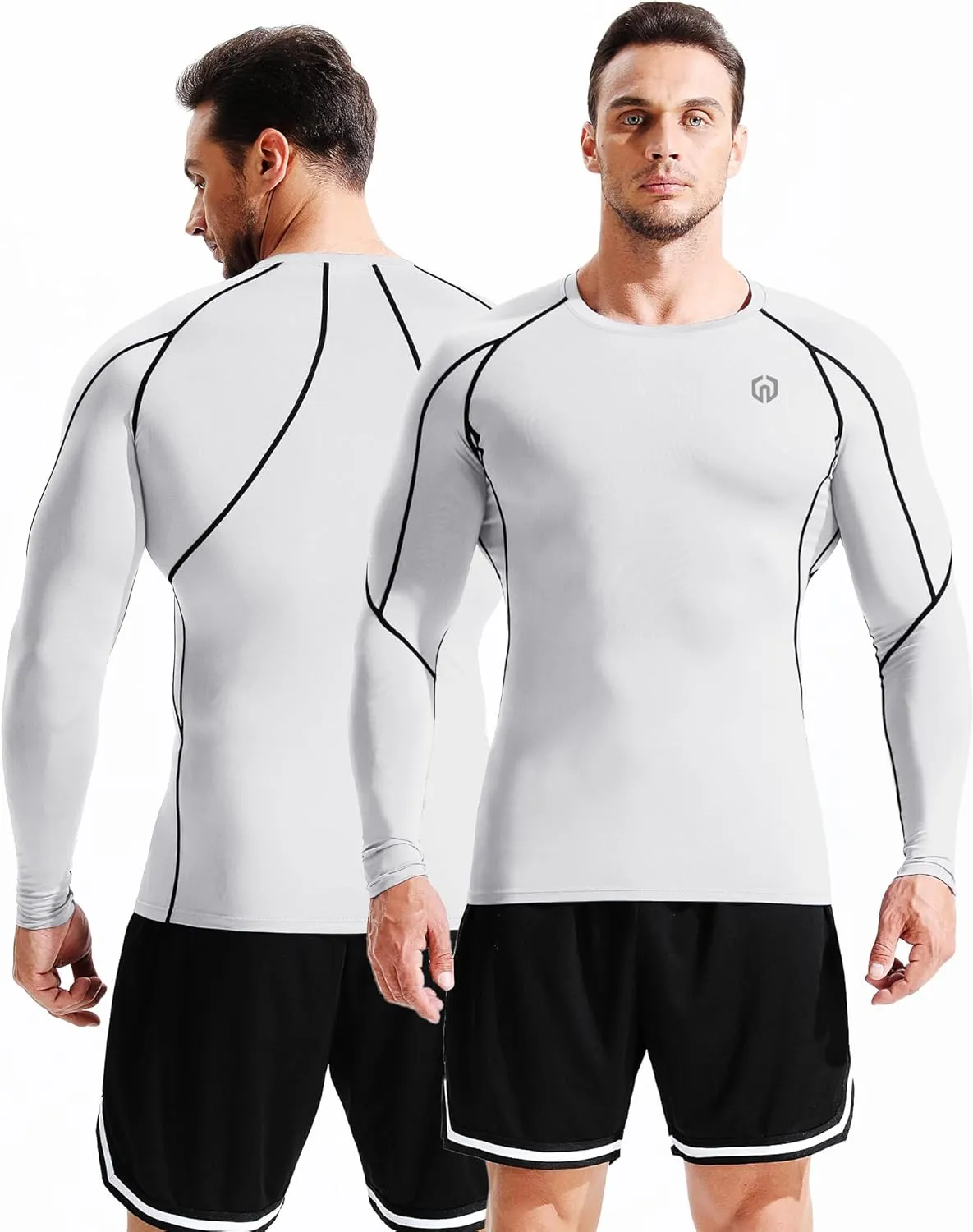NELEUS Men's 3 Pack Dry Fit Long Sleeve Compression Shirts Workout Running Shirts