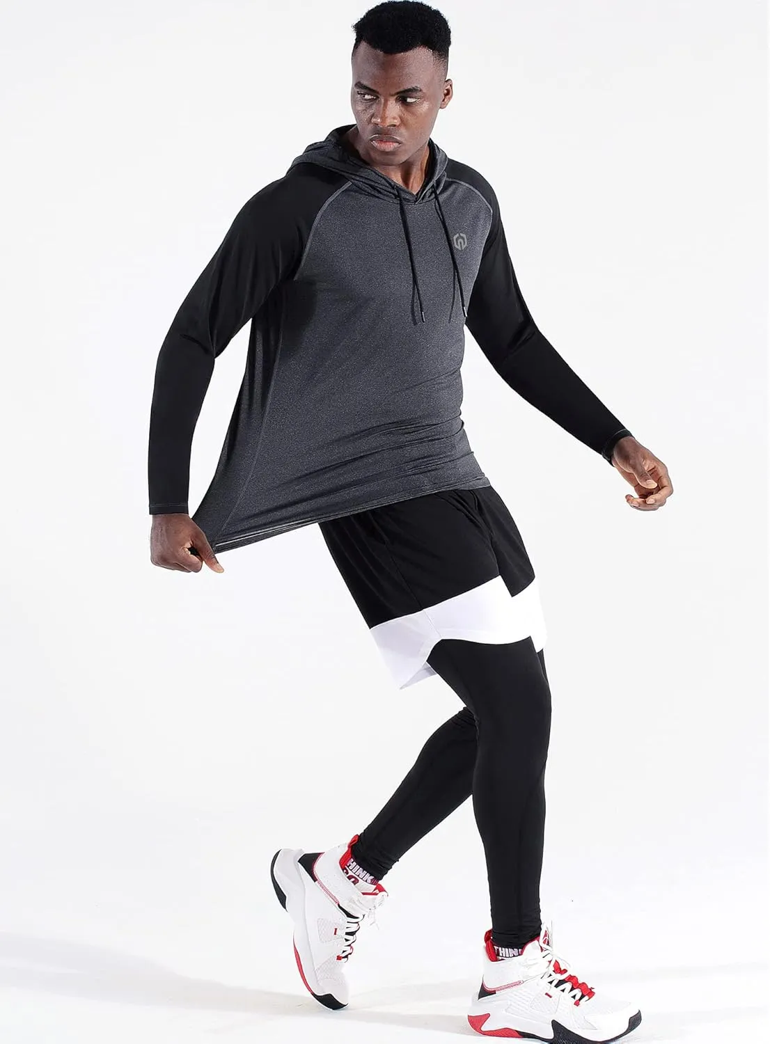 NELEUS Men's Running Shirt Long Sleeve Workout Shirts with Hoods