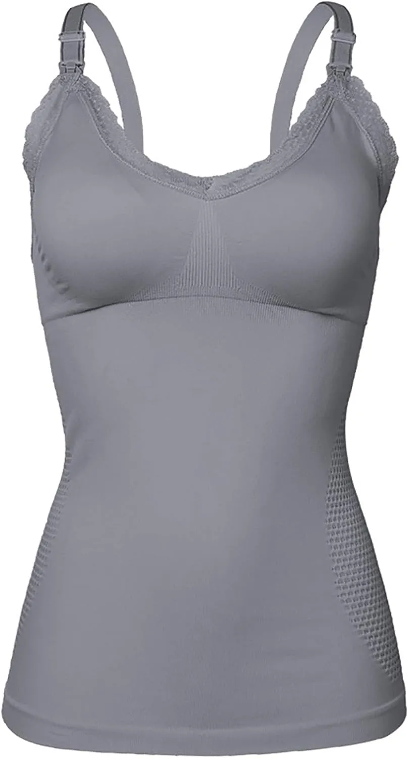 Nursing Cami Tank Tops for Breastfeeding, Women Lace Nursing Tops Maternity Shirts, Camisoles with Built in Bra