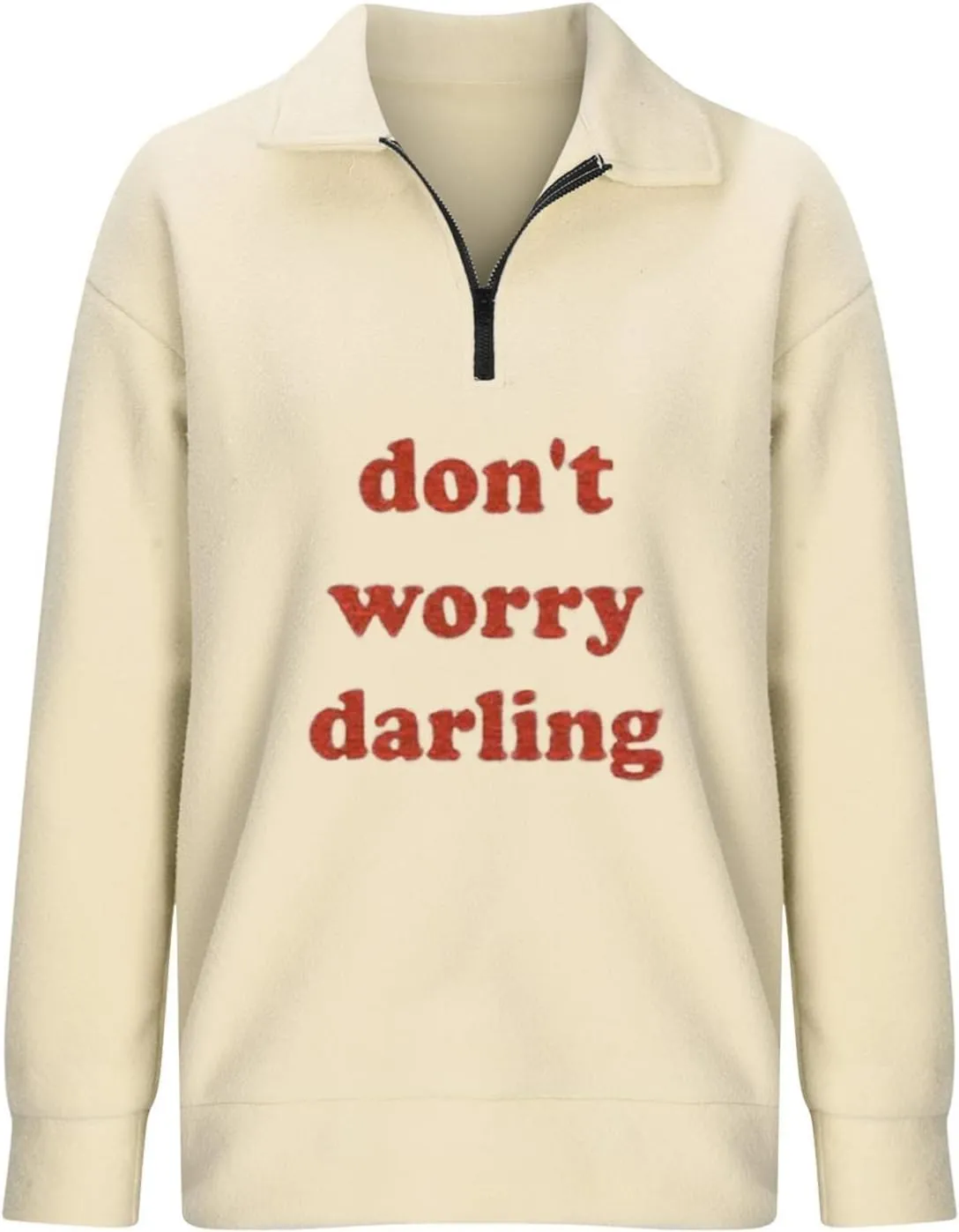 Oversized Sweatshirt For Women Trendy Half Zip Letter Pattern Pullover Long Sleeve Autumn Sweatshirt