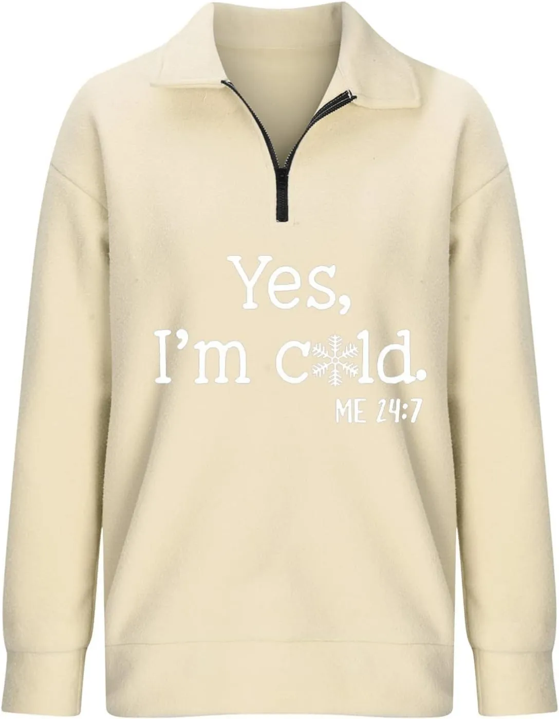 Oversized Sweatshirt For Women Trendy Half Zip Letter Pattern Pullover Long Sleeve Autumn Sweatshirt