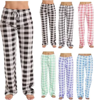Pajamas Pants for Women Plaid Elastic Waist Sleepwear Pajama Bottom Pants Casual Sleep Lounge Pants