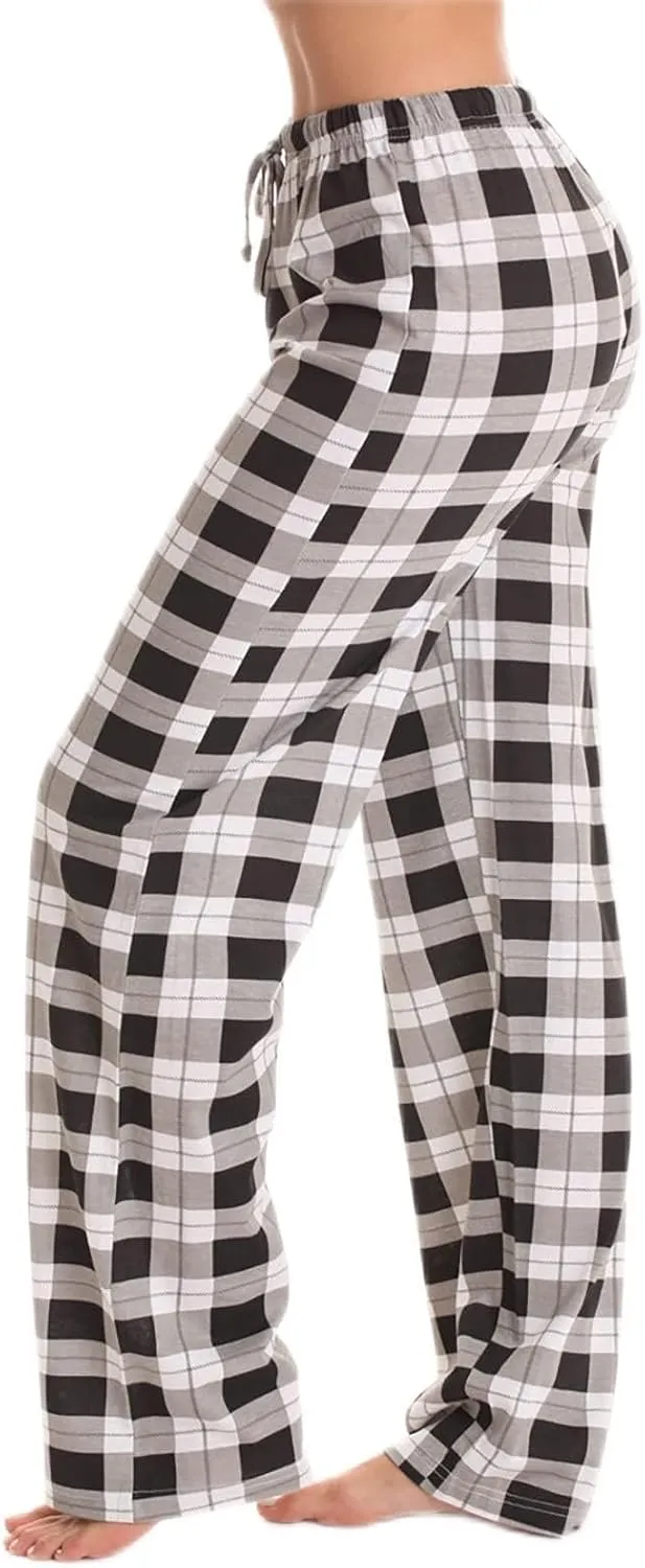 Pajamas Pants for Women Plaid Elastic Waist Sleepwear Pajama Bottom Pants Casual Sleep Lounge Pants