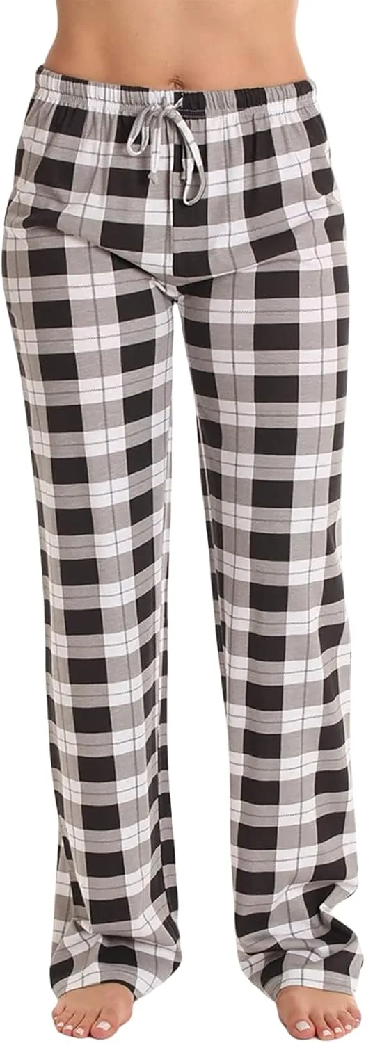 Pajamas Pants for Women Plaid Elastic Waist Sleepwear Pajama Bottom Pants Casual Sleep Lounge Pants