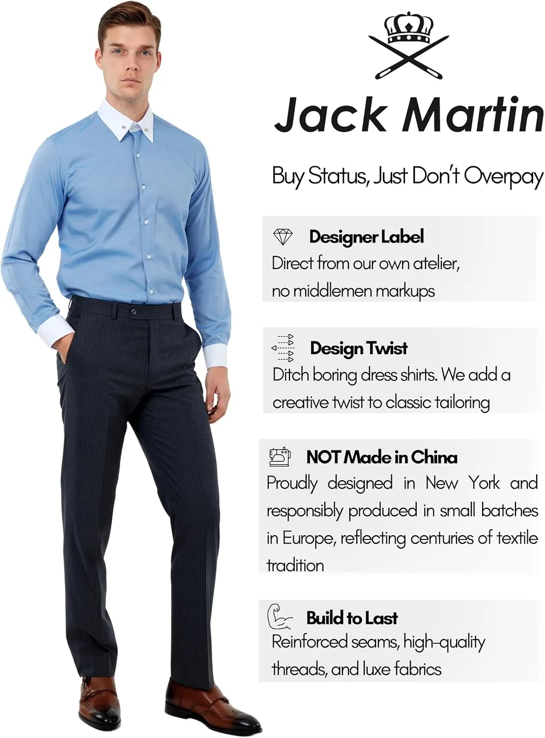 Pin Collar Long Sleeve Dress Shirts for Men | Mens Button Up Stylish Shirts