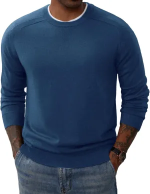 PJ PAUL JONES Men's Crewneck Sweaters Casual Crew Neck Sweatshirt Wool Blend Knit Pullovers