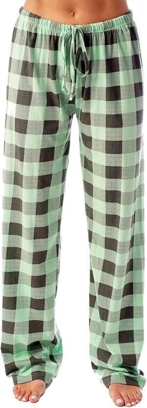 Plaid Pajama Pants Women Stretch Comfy Lounge Pj Pants Drawstring Lounge Striped Pajama Bottoms with Pockets