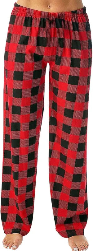 Plaid Pajama Pants Women Stretch Comfy Lounge Pj Pants Drawstring Lounge Striped Pajama Bottoms with Pockets