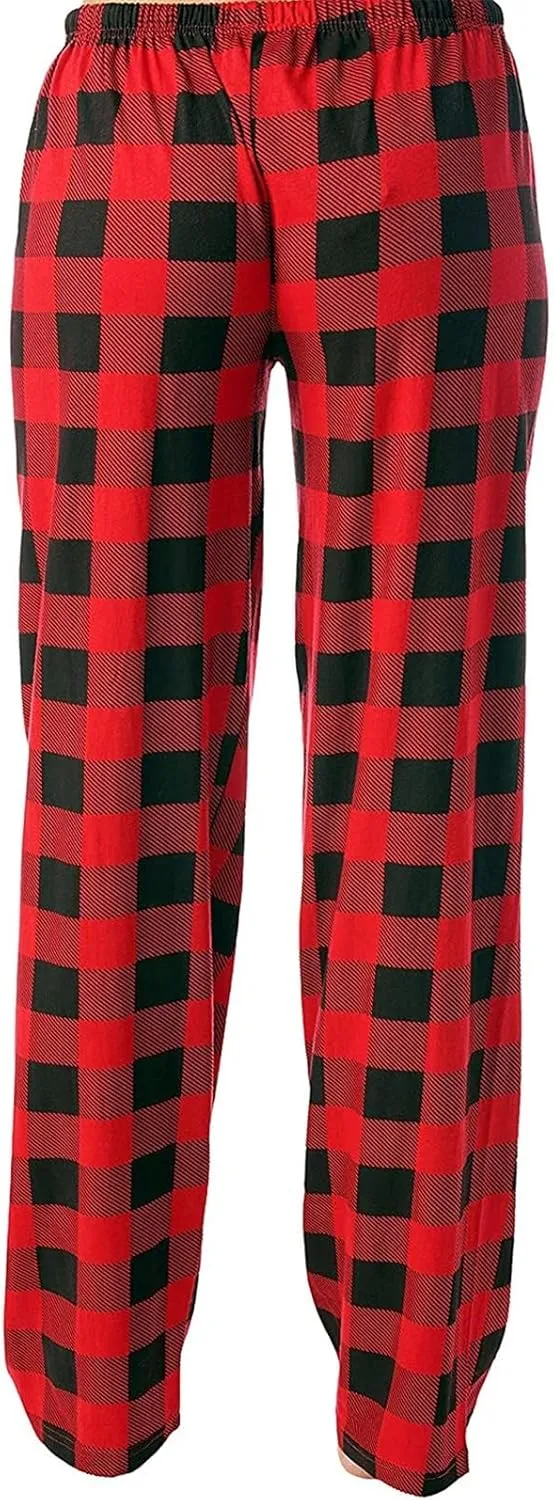 Plaid Pajama Pants Women Stretch Comfy Lounge Pj Pants Drawstring Lounge Striped Pajama Bottoms with Pockets