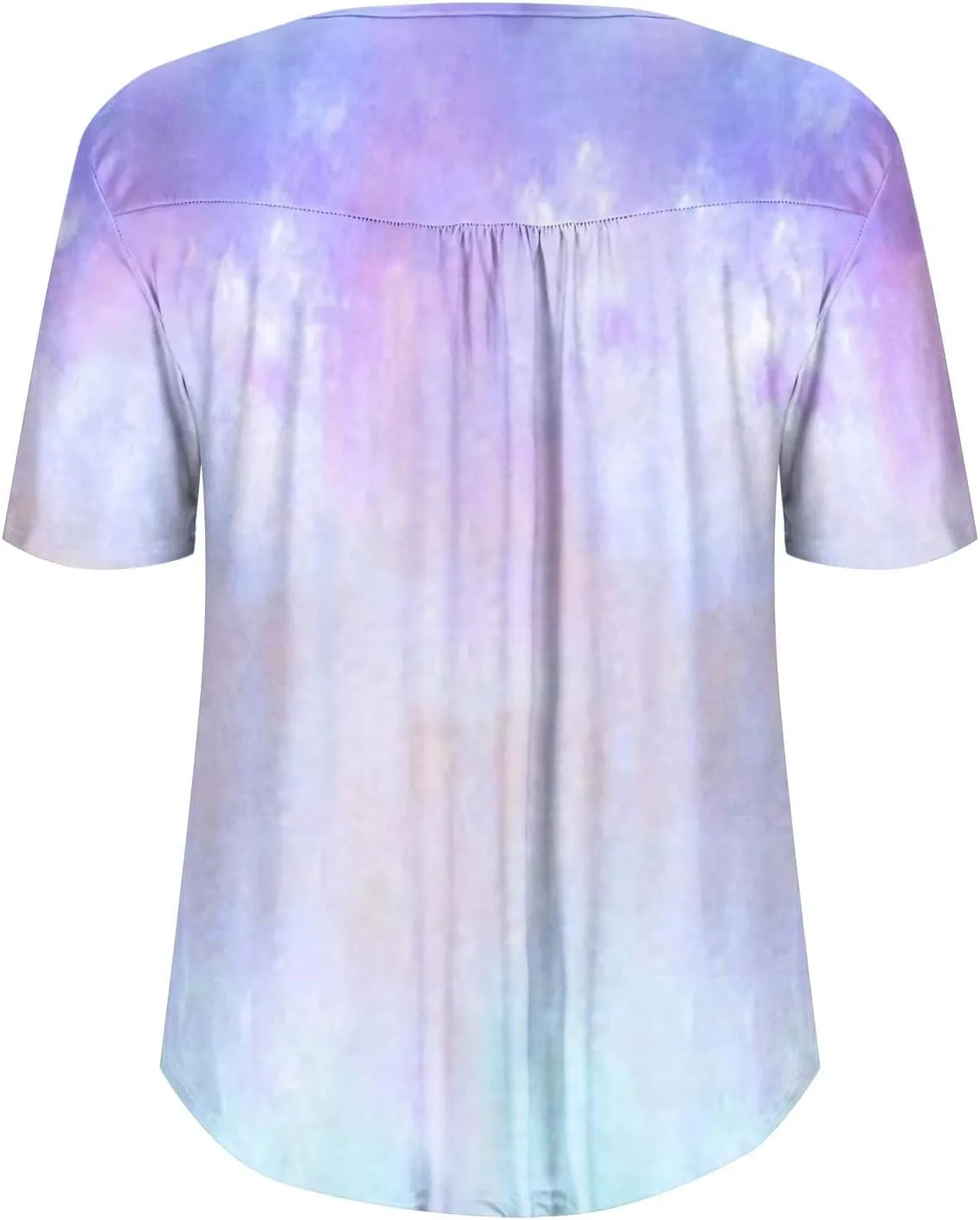Plus Size Top for Women Button Up Henley Shirts Short Sleeve Summer Crew Neck Pleated Casual Trendy Tie Dye Tunic Blouse