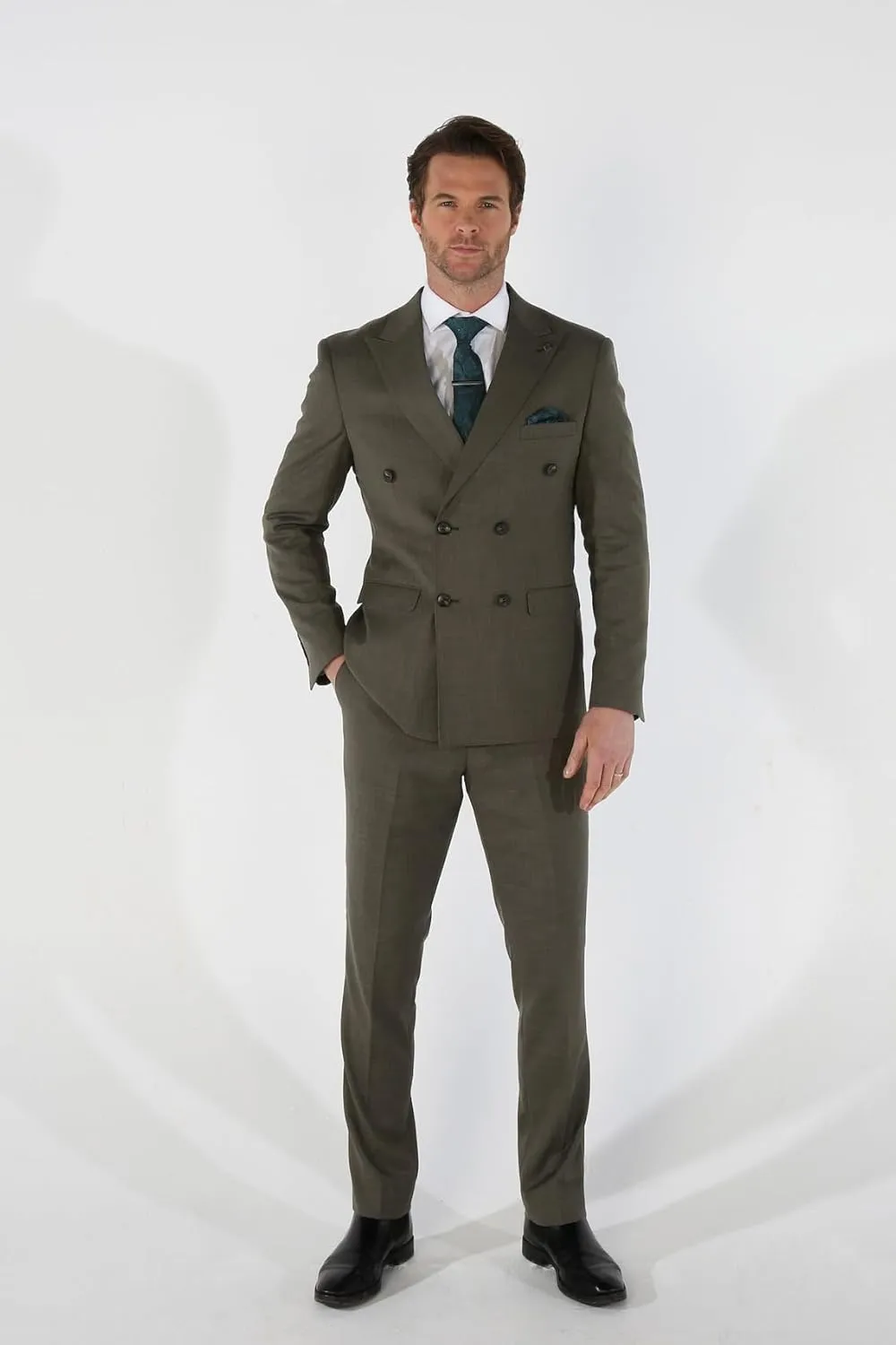 Premium Men's Double Breasted Plaid Suit, Formal Set for Weddings Business and Special Events