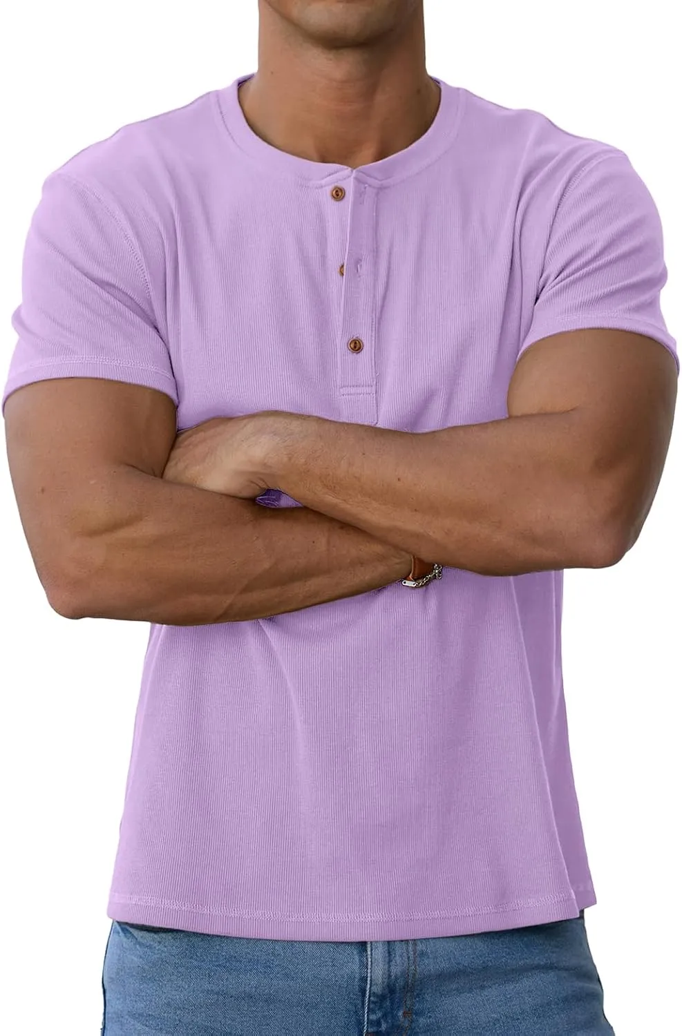 Sailwind Mens Muscle Slim Henley Shirts Short Sleeve Athletic T-Shirts Cotton Summer Button Tees