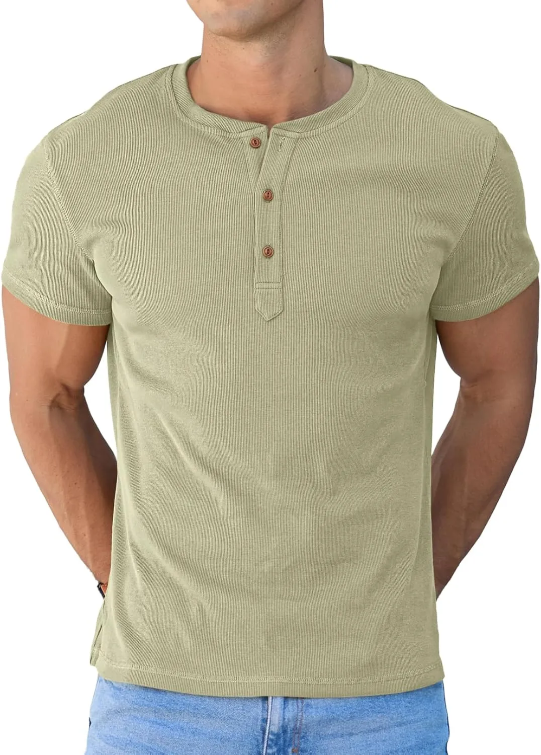 Sailwind Mens Muscle Slim Henley Shirts Short Sleeve Athletic T-Shirts Cotton Summer Button Tees