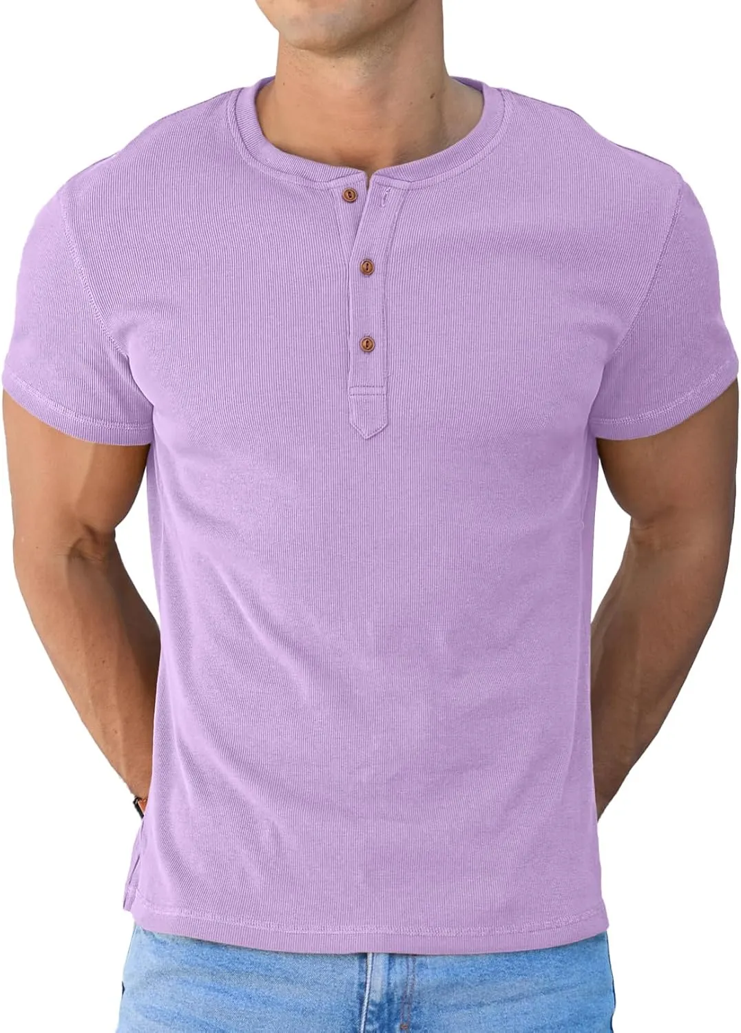 Sailwind Mens Muscle Slim Henley Shirts Short Sleeve Athletic T-Shirts Cotton Summer Button Tees