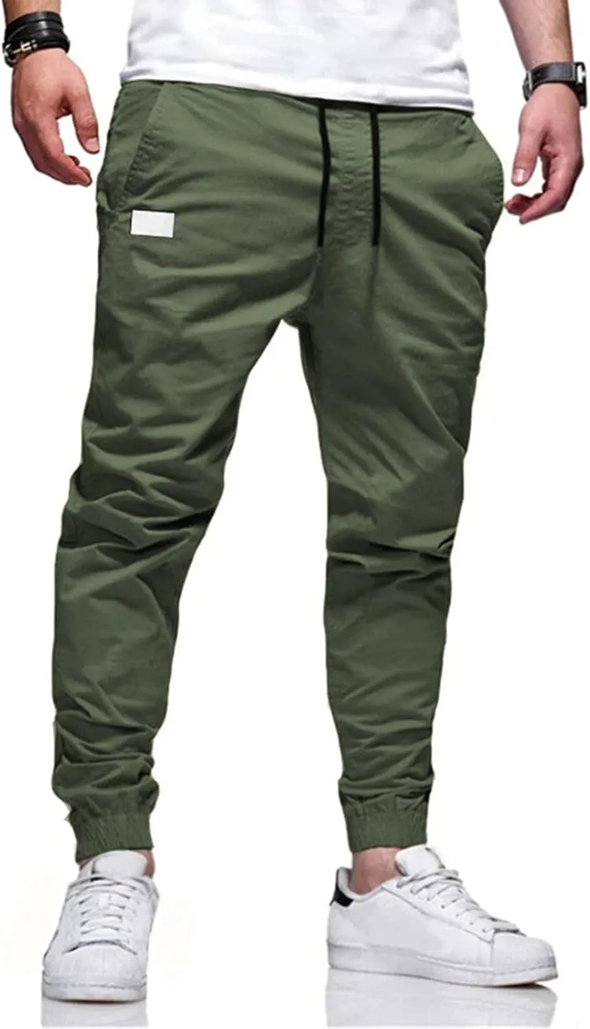 sdbrld Cargo Pants For Men Men's Fashion Outdoor Hiking Joggers Pants Solid Mid Waist Drawstring Cargo Pants with Pockets