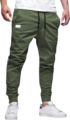 sdbrld Cargo Pants For Men Men's Fashion Outdoor Hiking Joggers Pants Solid Mid Waist Drawstring Cargo Pants with Pockets