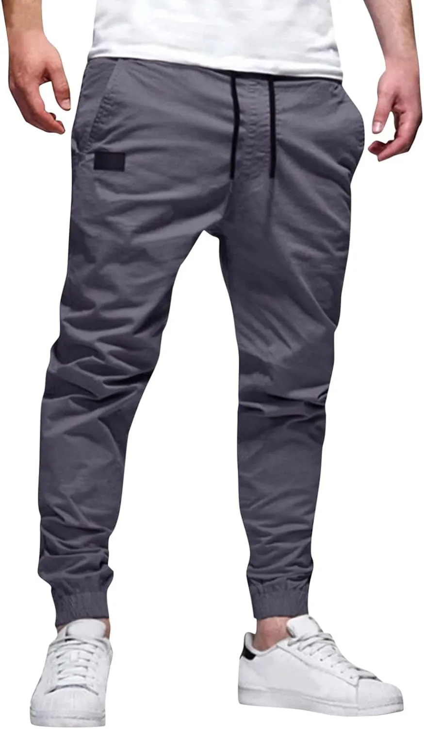 sdbrld Cargo Pants For Men Men's Outdoor Hiking Joggers Pants Solid Fashion Mid Waist Drawstring Cargo Pants with Pockets