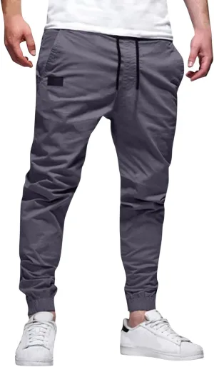 sdbrld Cargo Pants For Men Men's Outdoor Hiking Joggers Pants Solid Fashion Mid Waist Drawstring Cargo Pants with Pockets