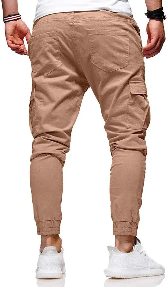 sdbrld Cargo Pants For Men Mens Outdoor Hiking Joggers Solid Casual Drawstring Recreation Fitness Cargo Pants with Pocket