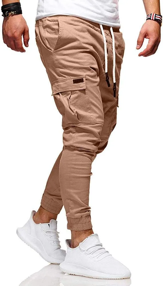 sdbrld Cargo Pants For Men Mens Outdoor Hiking Joggers Solid Casual Drawstring Recreation Fitness Cargo Pants with Pocket