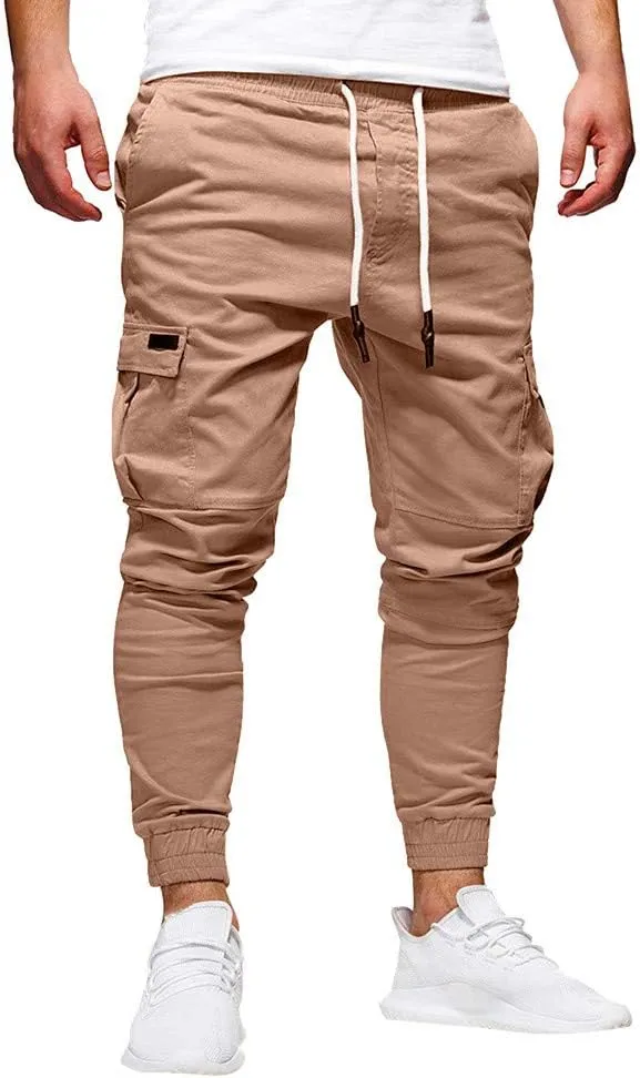 sdbrld Cargo Pants For Men Mens Outdoor Hiking Joggers Solid Casual Drawstring Recreation Fitness Cargo Pants with Pocket