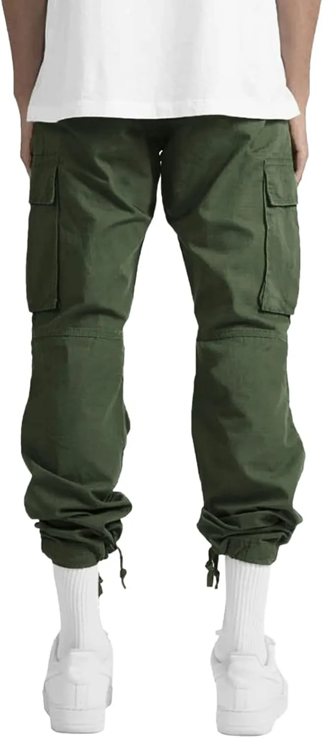 sdbrld Cargo Pants For Men Men's Relaxed Fit Pants Beach Streetwear Baggy Trousers Fashion Cargo Pants with Zipper Pockets