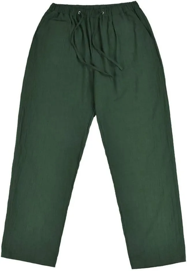 sdbrld Pants For Men Mens Stretchy Waist Pants Loose Fit Straight Legs Beach Pants Casual Solid Cotton Overalls Pants