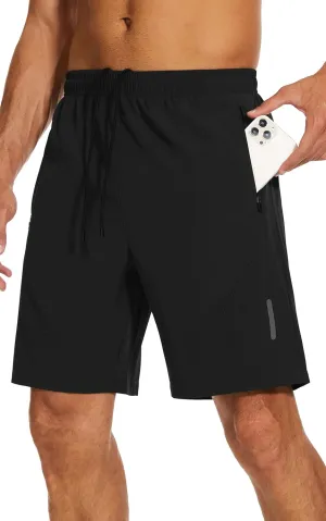 SIMIYA Men's Running Workout Shorts Lightweight Quick Dry Mens Athletic Shorts 7" Training Gym Shorts with Zipper Pockets