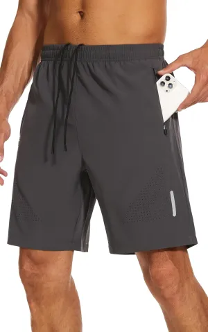 SIMIYA Men's Running Workout Shorts Lightweight Quick Dry Mens Athletic Shorts 7" Training Gym Shorts with Zipper Pockets
